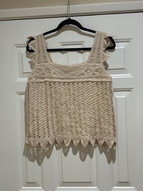 Design History nwot cotton  cream Crochet Sleeveless top